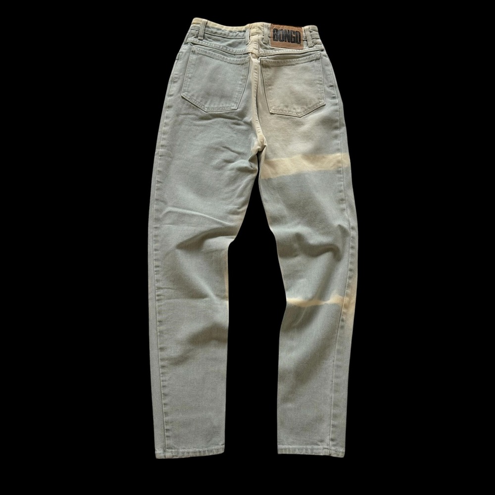 Vintage 80's Bongo Boho High Waisted Sage Green Bleached Tapered Jeans 7